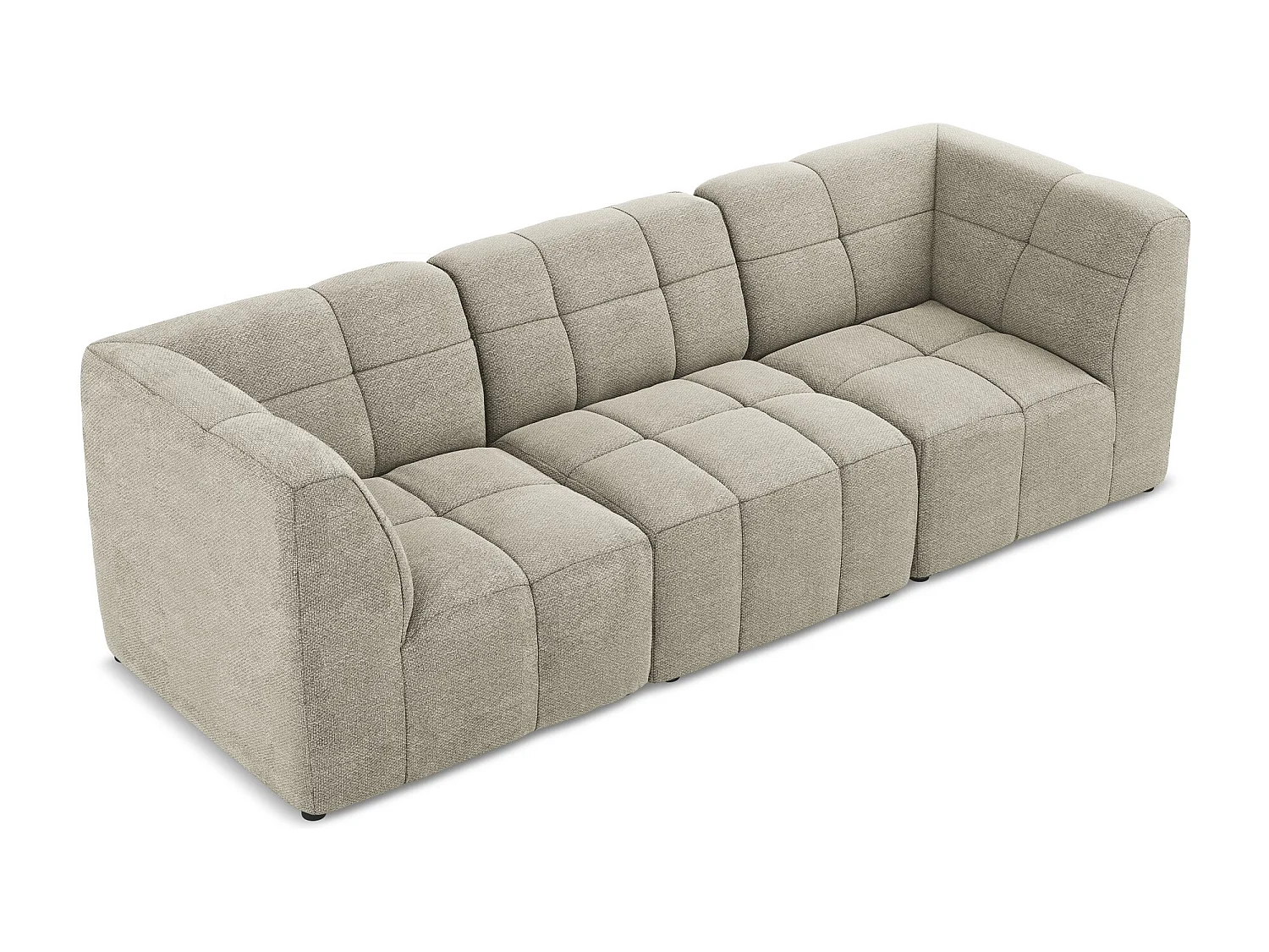 Canapé modulable 3 places en tissu bouclette - taupe - ALOHA