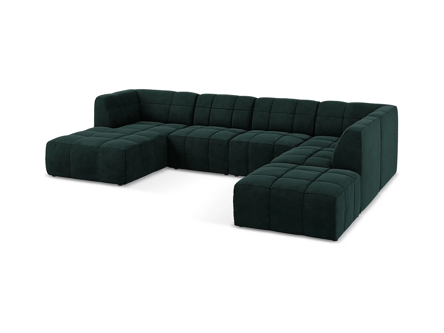 Panoramische hoekbank van grijsgroen velours - ALOHA