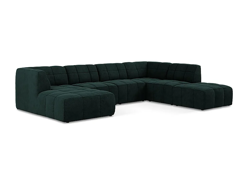 Sofa panoramiczna - z tkaniny welwetowej - szaro-zielony - ALOHA