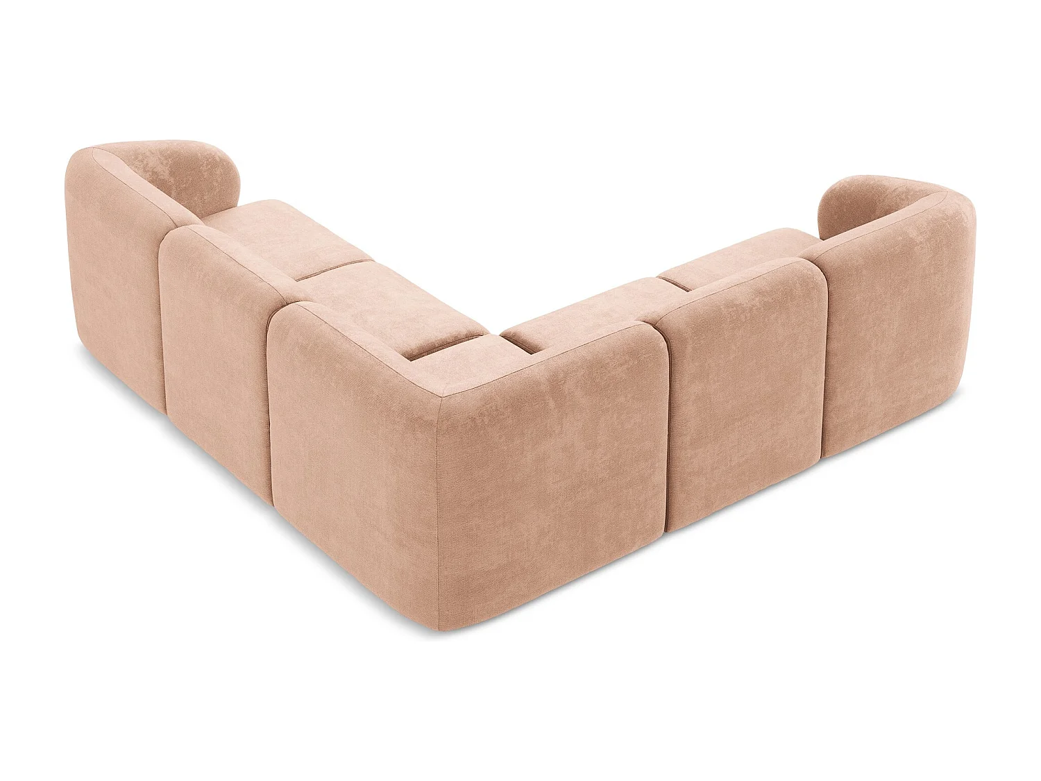 Modułowy narożnik - z tkaniny szenilowej - brzoskwiniowy - LANI