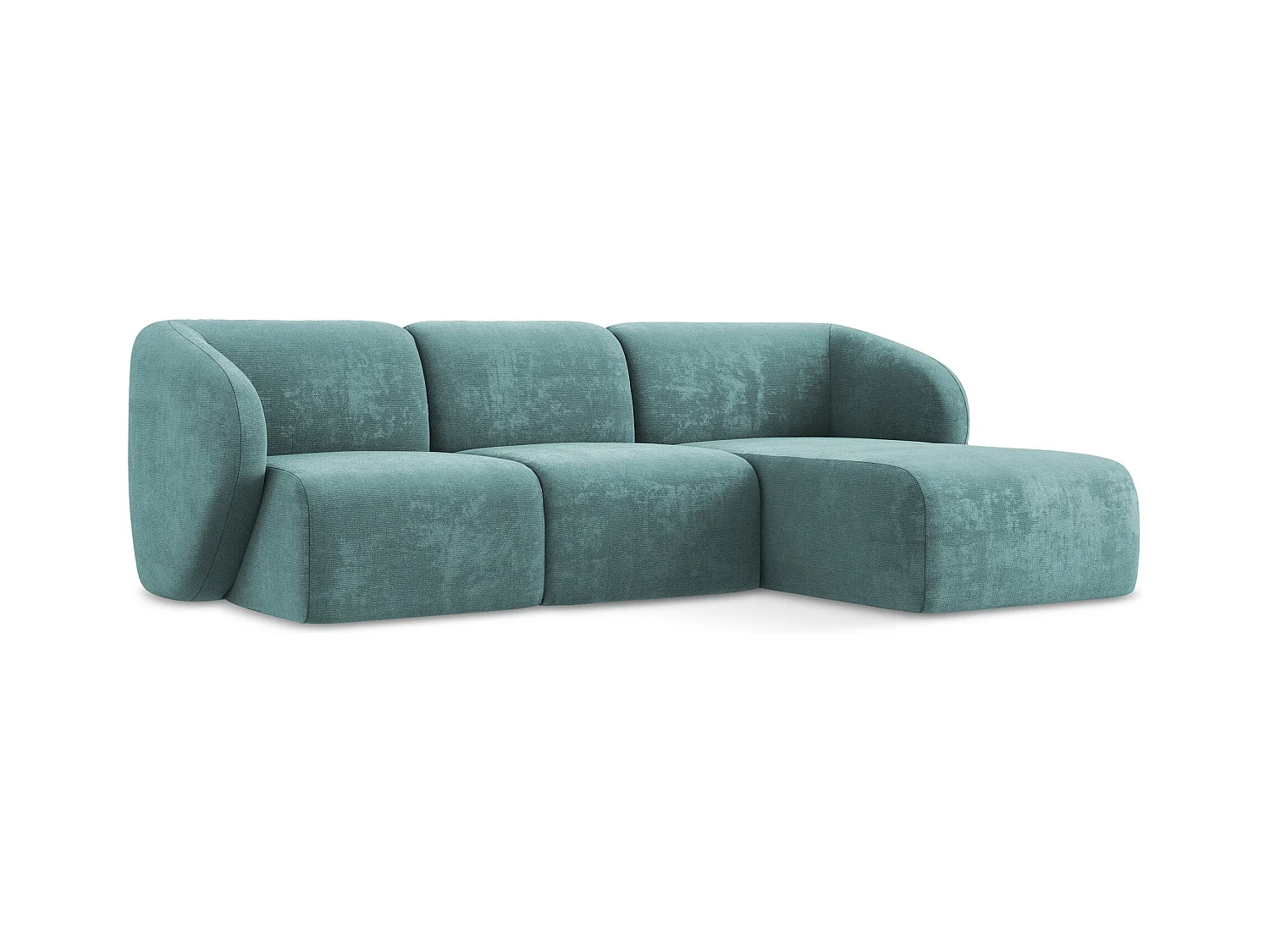 Canapé d'angle 3 places modulaire droit en tissu chenille - jeans - LANI