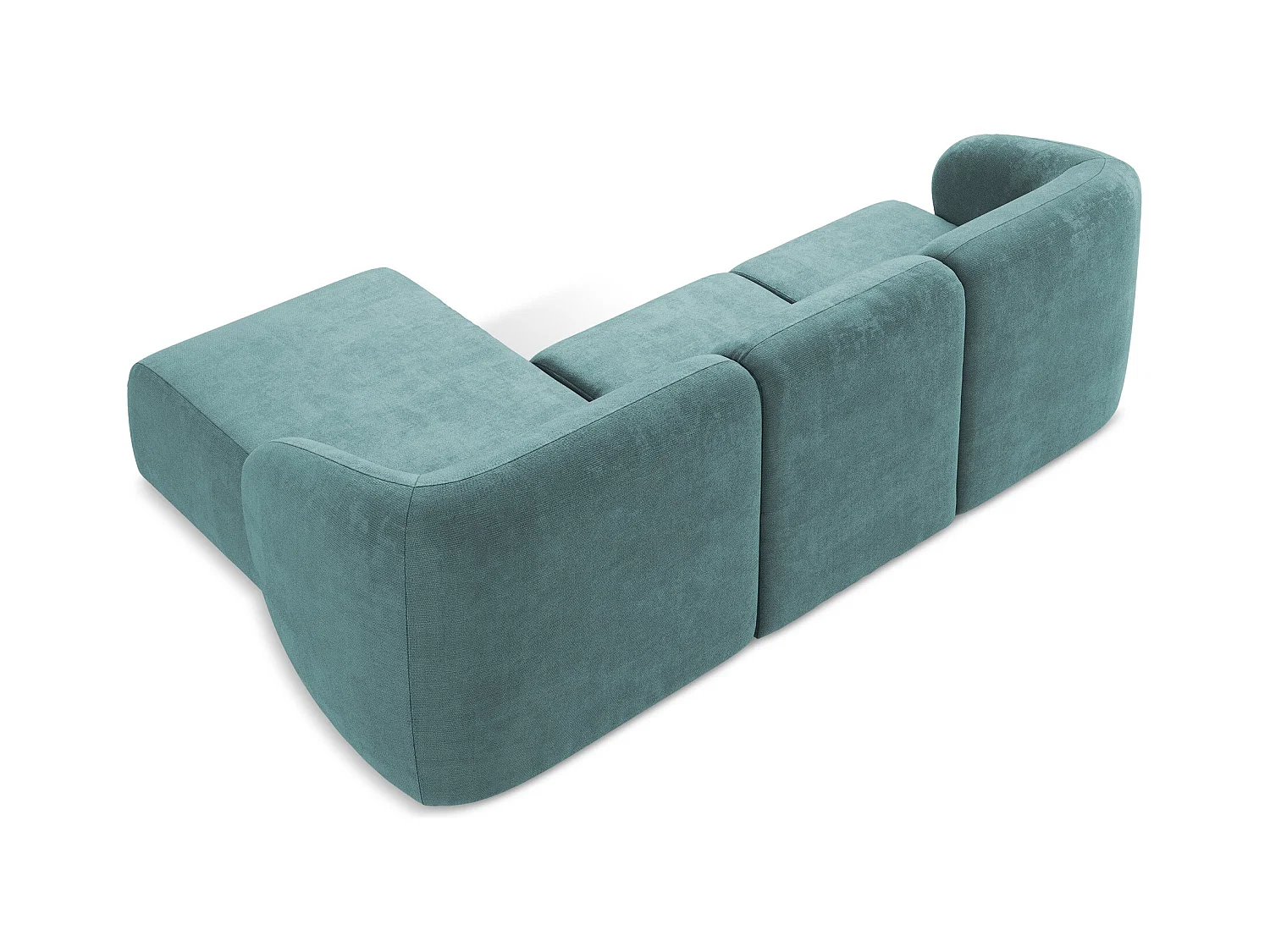 Canapé d'angle 3 places modulaire droit en tissu chenille - jeans - LANI