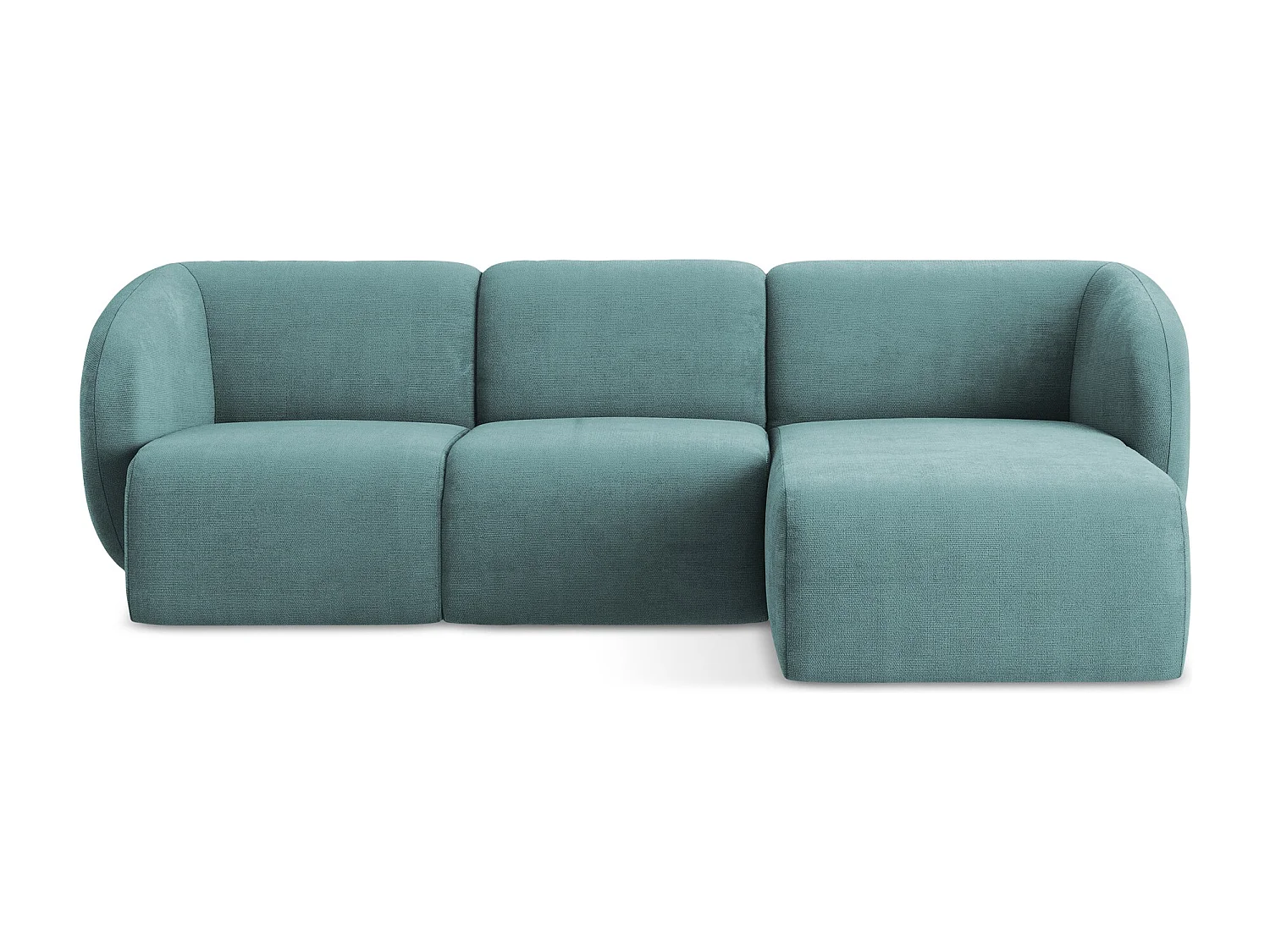 Canapé d'angle 3 places modulaire droit en tissu chenille - jeans - LANI