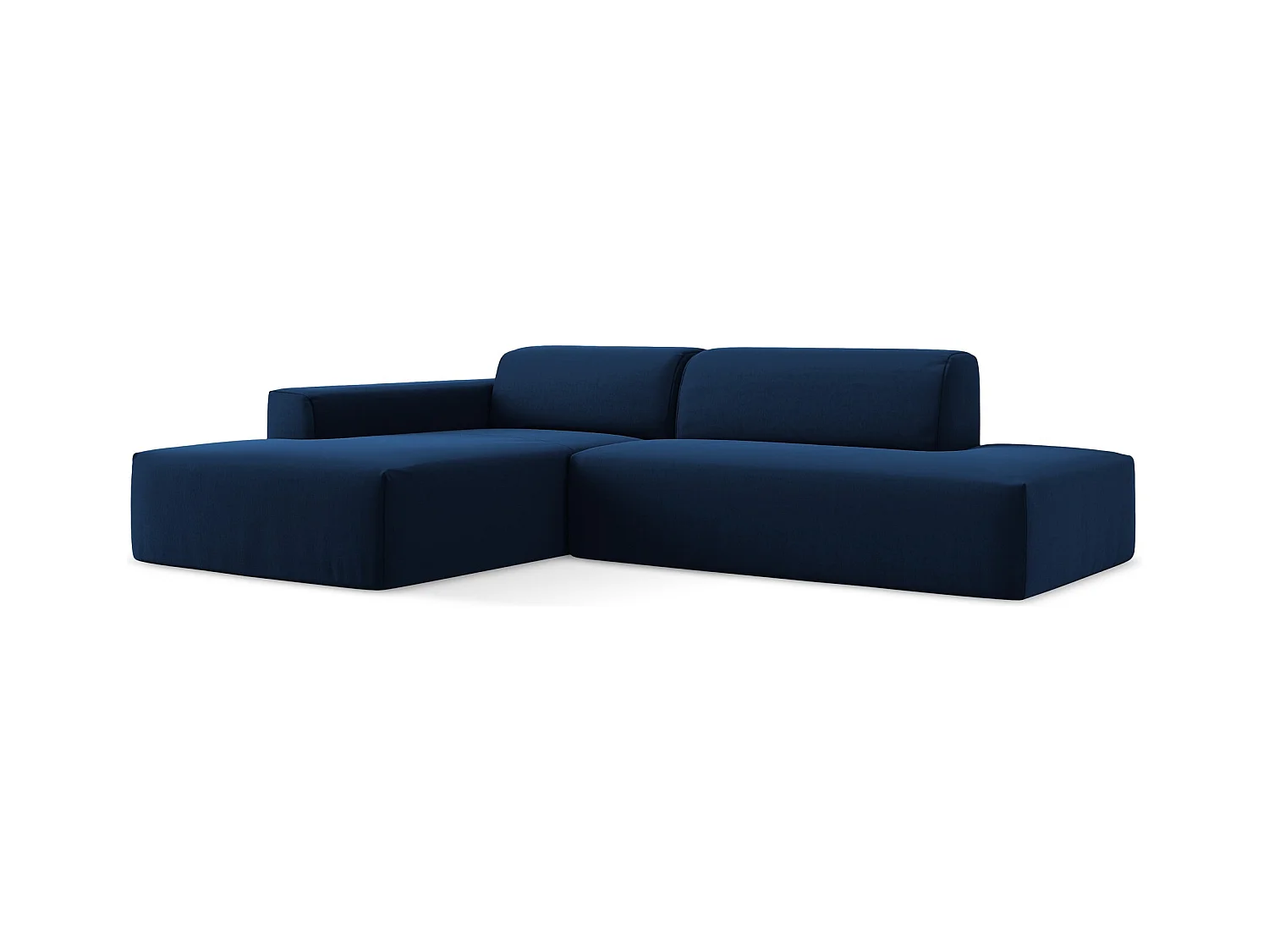 Canapé d'angle 3 places modulaire droit en velours - bleu royal - KELI
