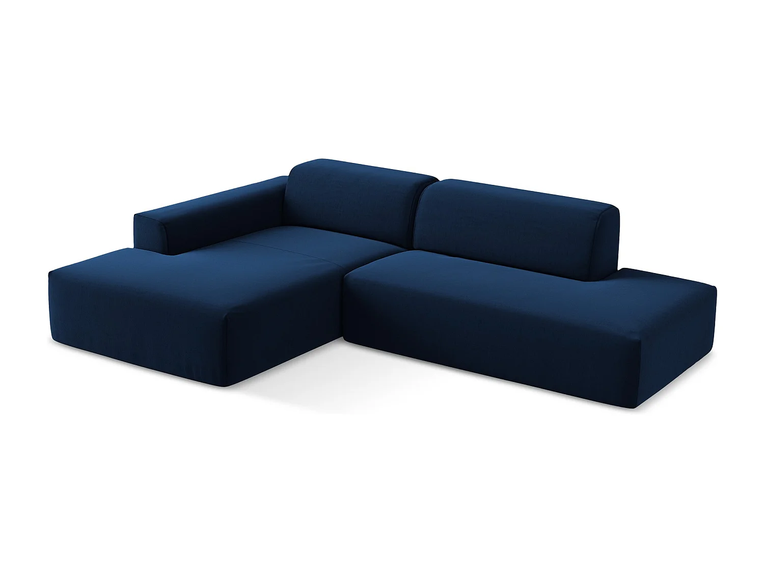 Canapé d'angle 3 places modulaire droit en velours - bleu royal - KELI