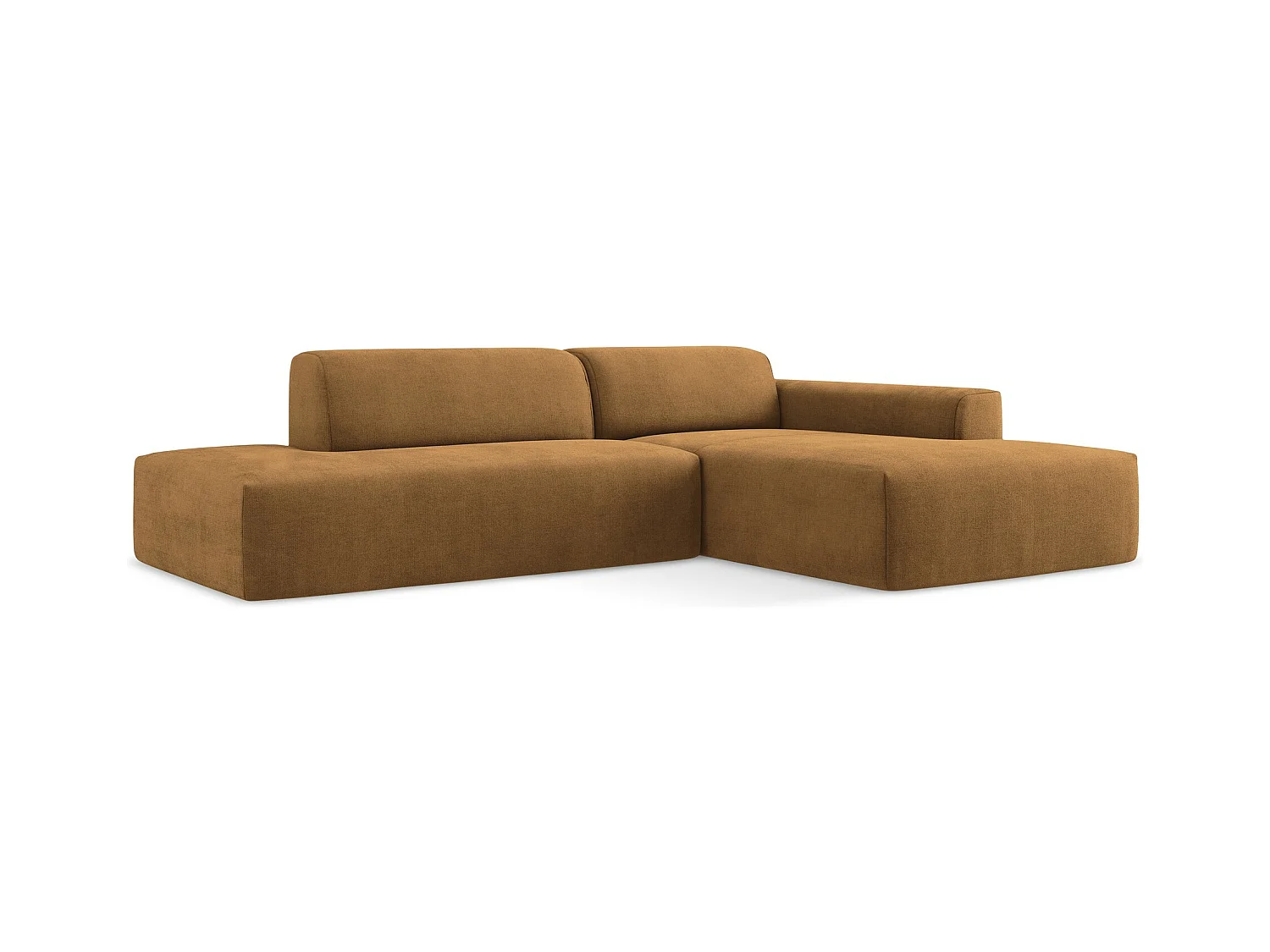 Canapé d'angle 3 places modulaire gauche en tissu texturé - terre cuite - KELI