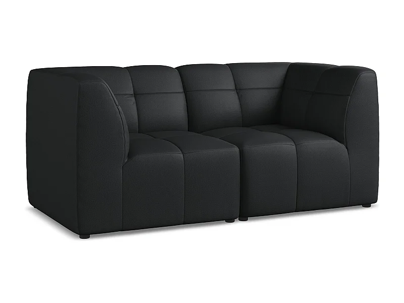 2-Sitzer Sofa - - Kunstleder - Schwarz - ALOHA