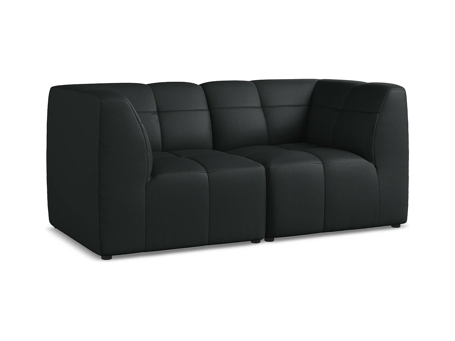 2-Sitzer Sofa - - Kunstleder - Schwarz - ALOHA