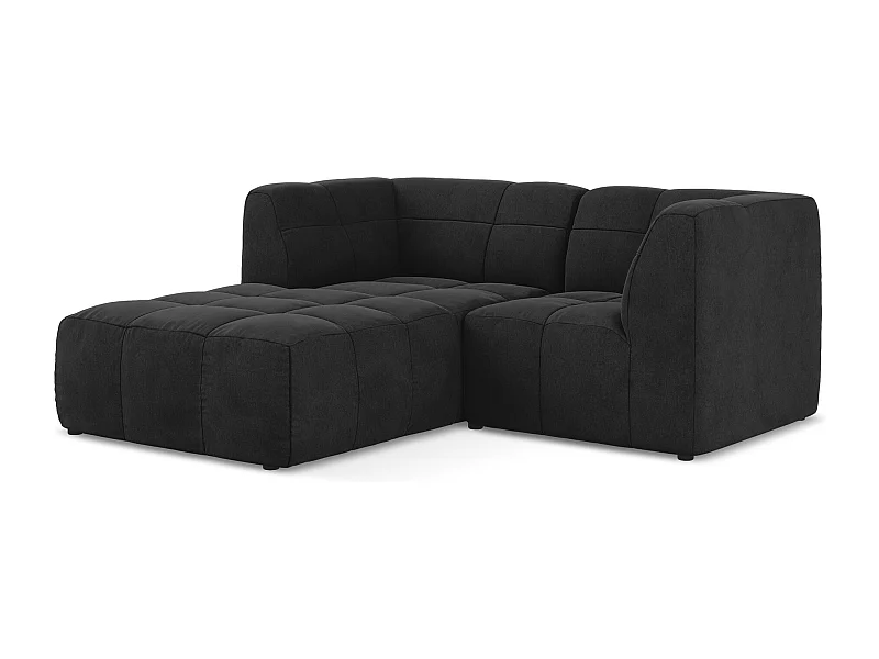 2,5-Sitzer Modulares Ecksofa - Ecke Links - Samt - Schwarz - ALOHA