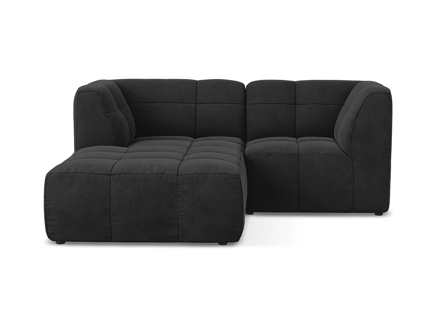 Canapé d'angle 2,5 places modulaire gauche en velours - noir - ALOHA