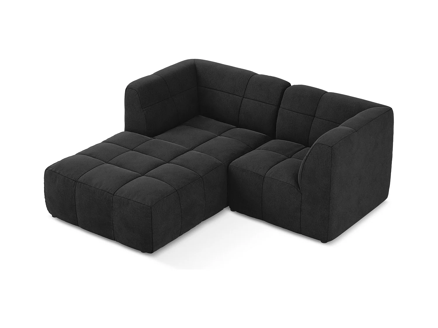 Canapé d'angle 2,5 places modulaire gauche en velours - noir - ALOHA