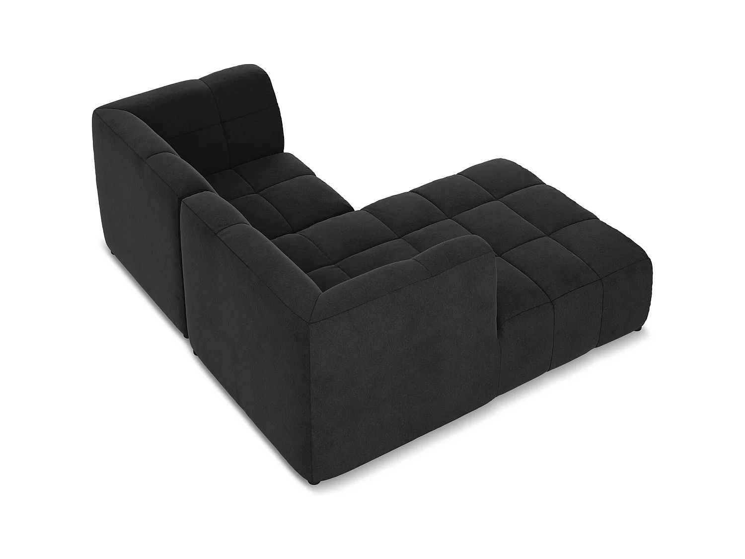 Canapé d'angle 2,5 places modulaire gauche en velours - noir - ALOHA