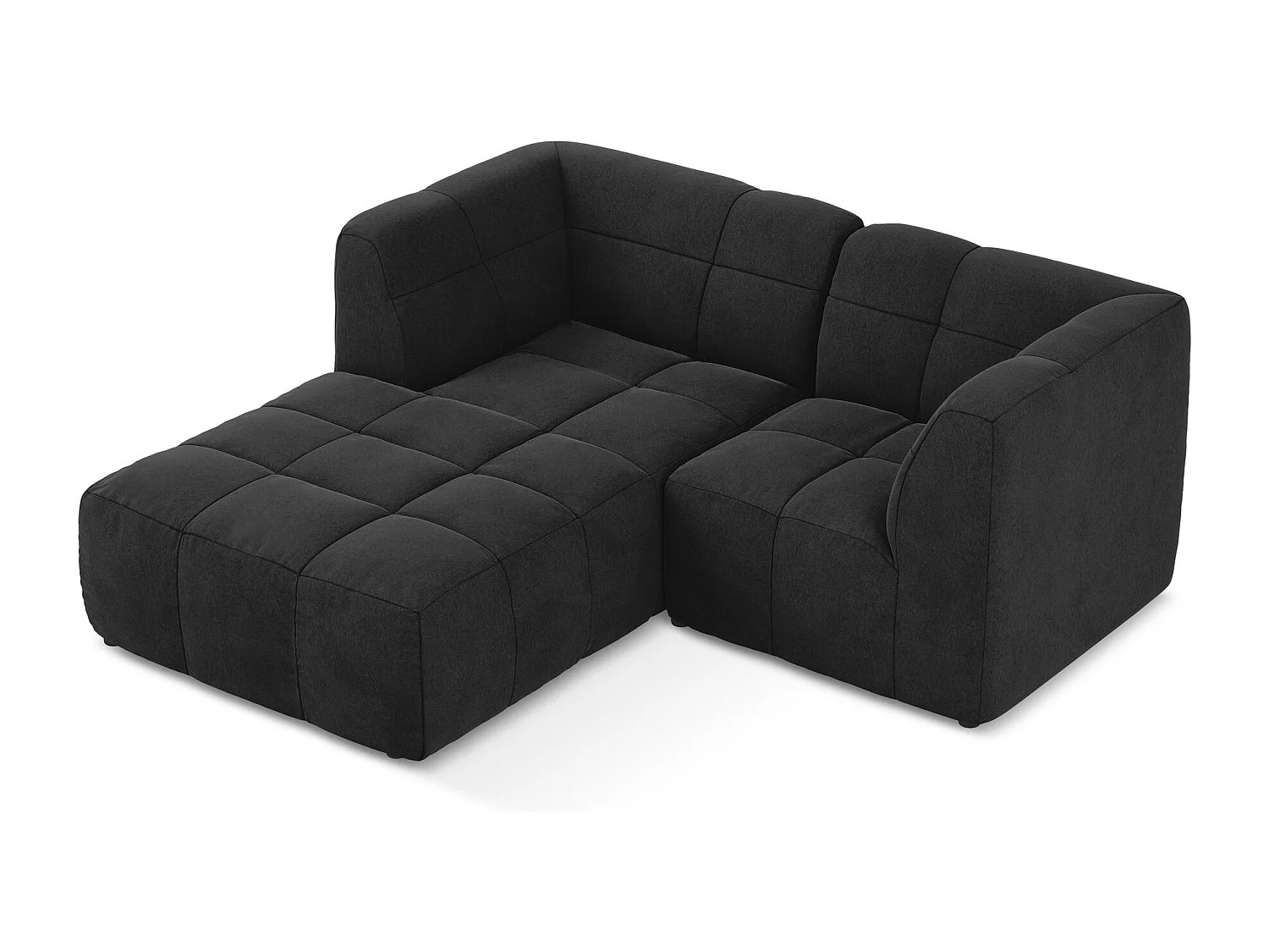 Canapé d'angle 2,5 places modulaire gauche en velours - noir - ALOHA