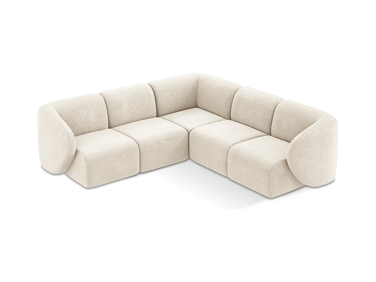 Canapé d'angle 4 places modulaire en tissu chenille - beige clair - LANI