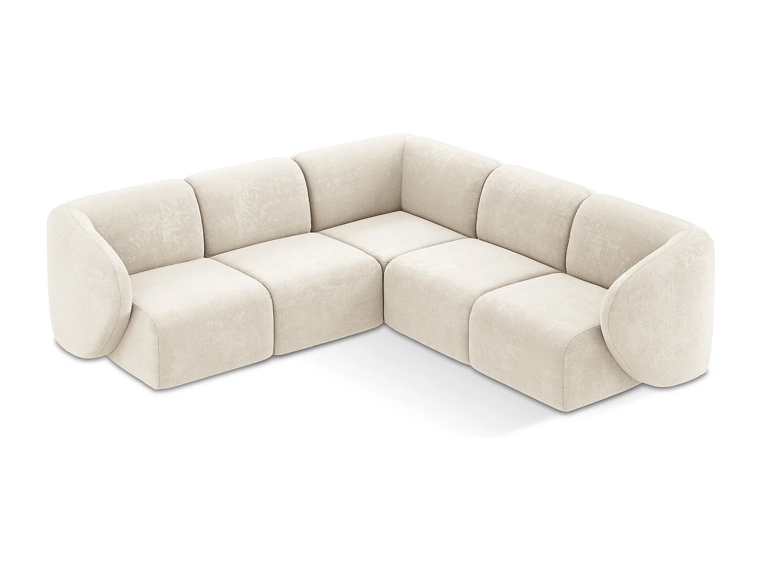 Canapé d'angle 4 places modulaire en tissu chenille - beige clair - LANI