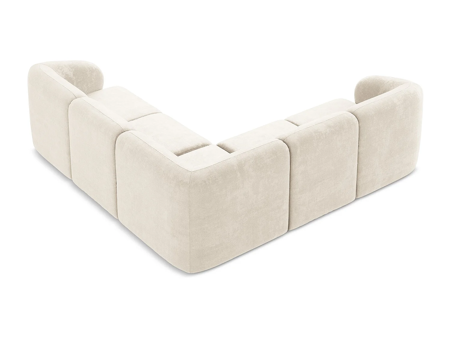 Canapé d'angle 4 places modulaire en tissu chenille - beige clair - LANI