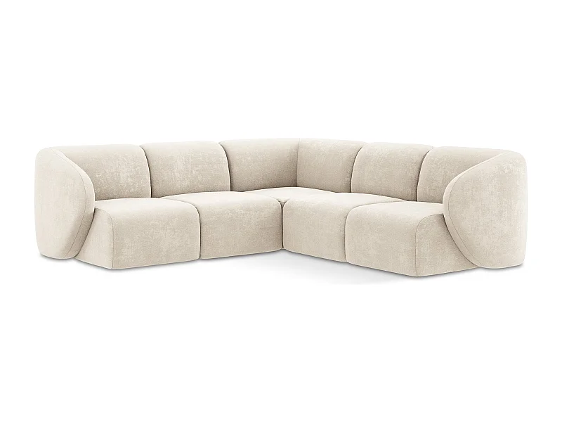 Modulaire hoekbank van lichtbeige chenille stof - LANI