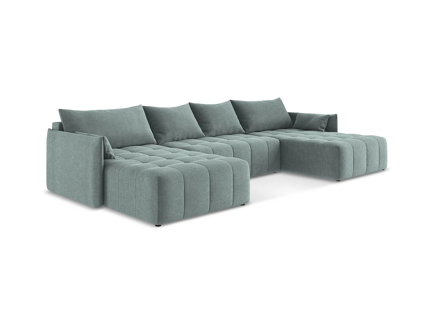 Große Wohnlandschaft - - Strukturstoff - Jeans - MOKU