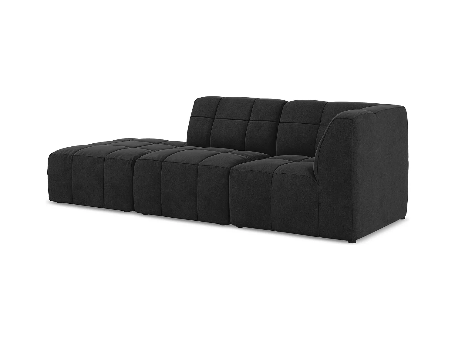 3-Sitzer Modulares Ecksofa - Ecke Links - Samt - Schwarz - ALOHA