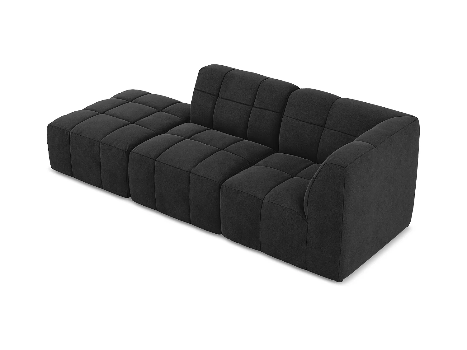 3-Sitzer Modulares Ecksofa - Ecke Links - Samt - Schwarz - ALOHA