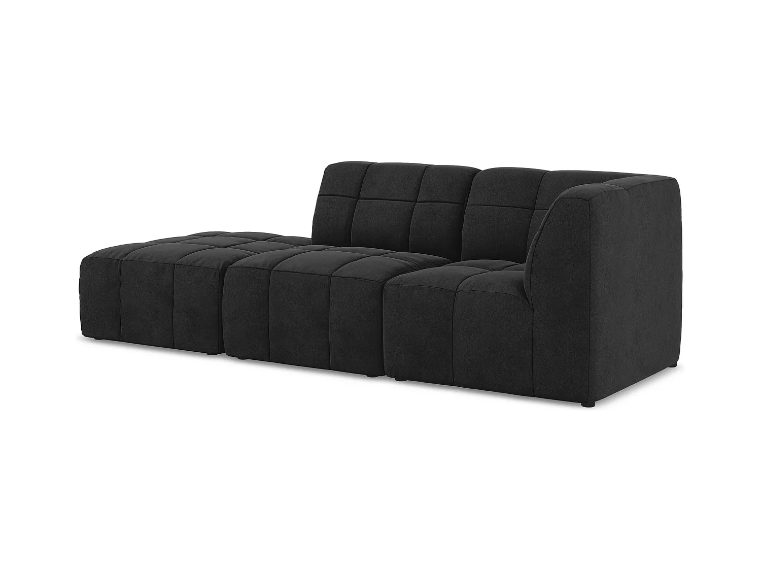 3-Sitzer Modulares Ecksofa - Ecke Links - Samt - Schwarz - ALOHA