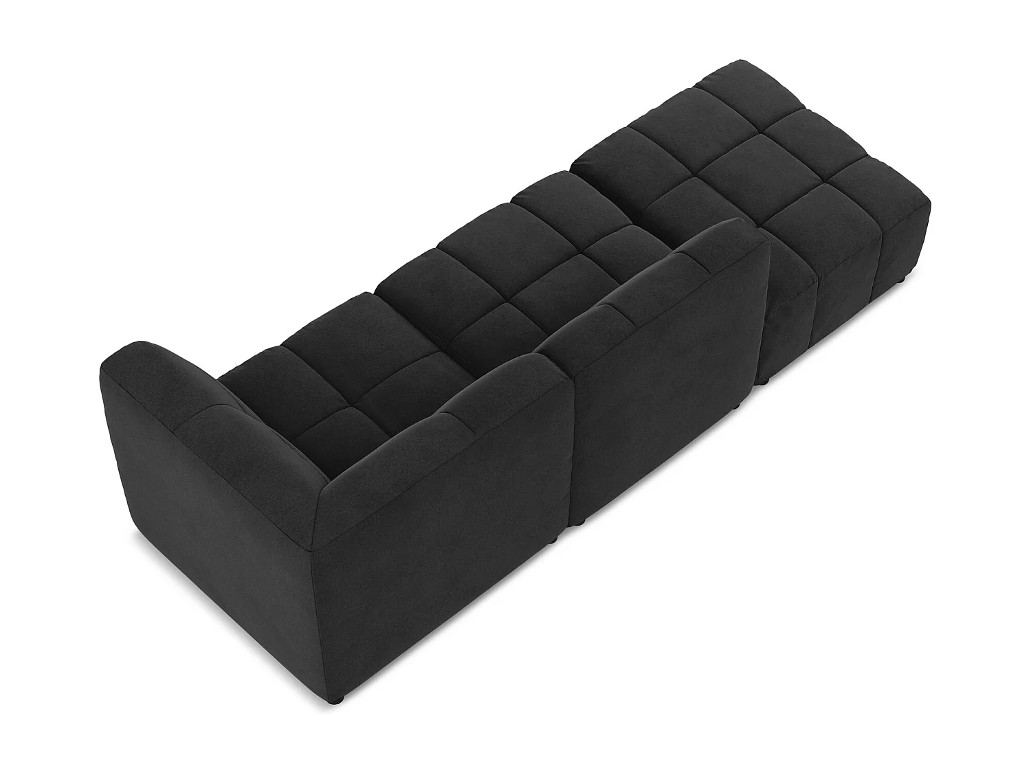 Canapé d'angle 3 places modulaire gauche en velours - noir - ALOHA