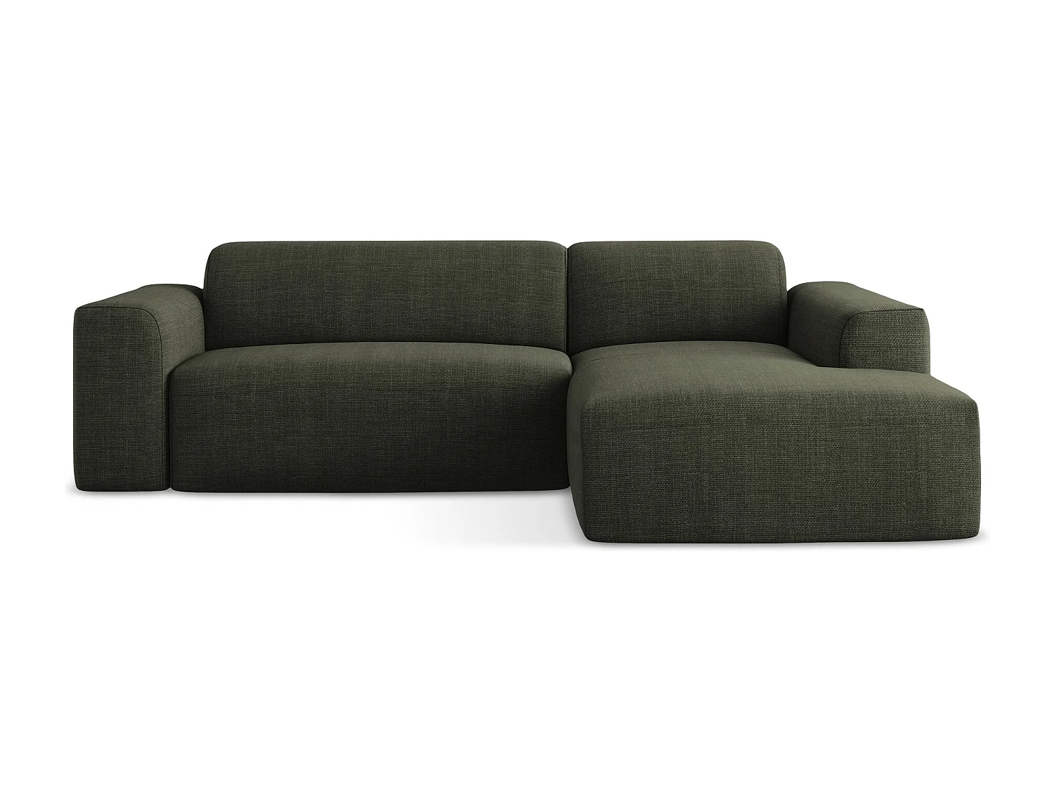 Modulaire hoekbank rechts van olijfgroen textuurstof - KELI