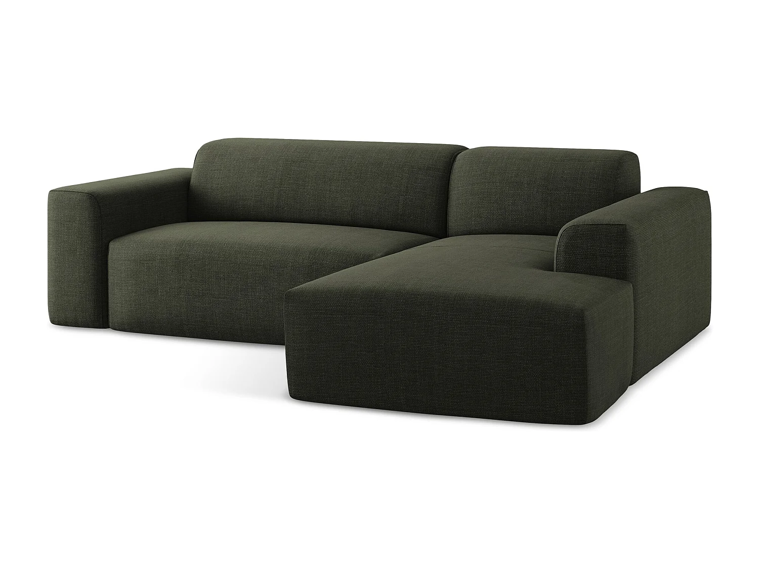 Modulaire hoekbank rechts van olijfgroen textuurstof - KELI