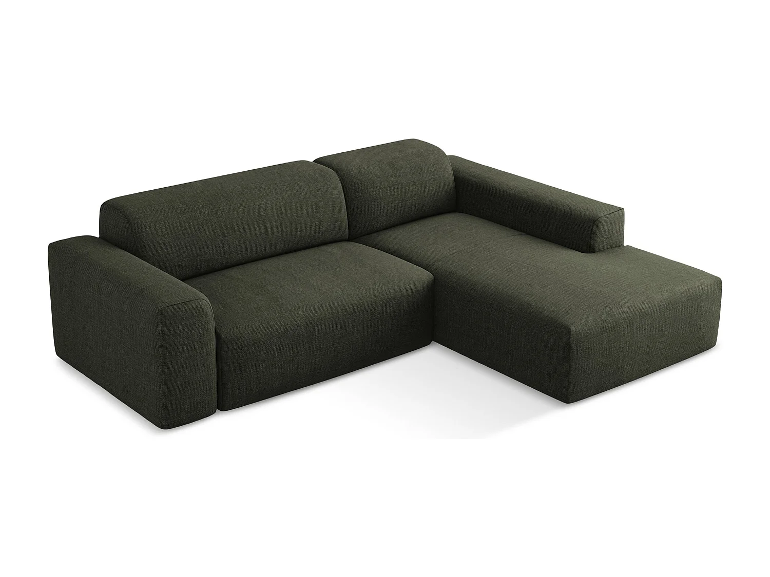 Modulaire hoekbank rechts van olijfgroen textuurstof - KELI