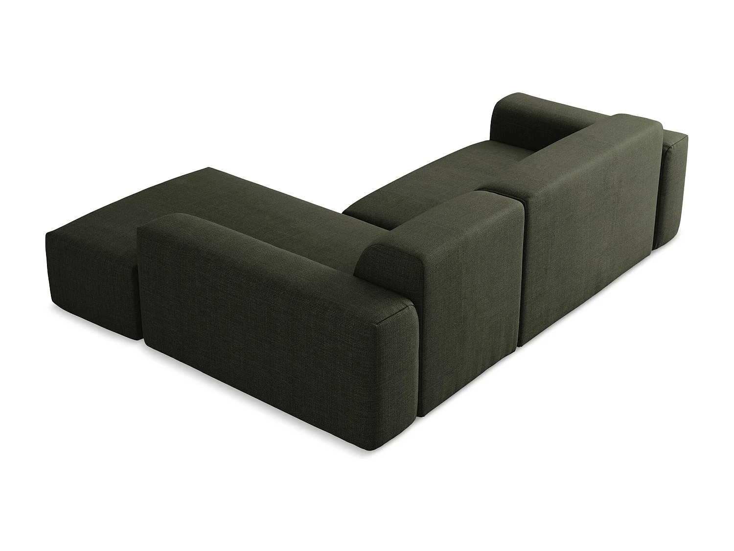 Modulaire hoekbank rechts van olijfgroen textuurstof - KELI