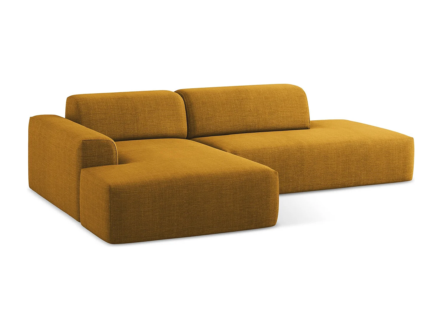 Modulaire hoekbank rechts van mosterdgeel textuurstof - KELI