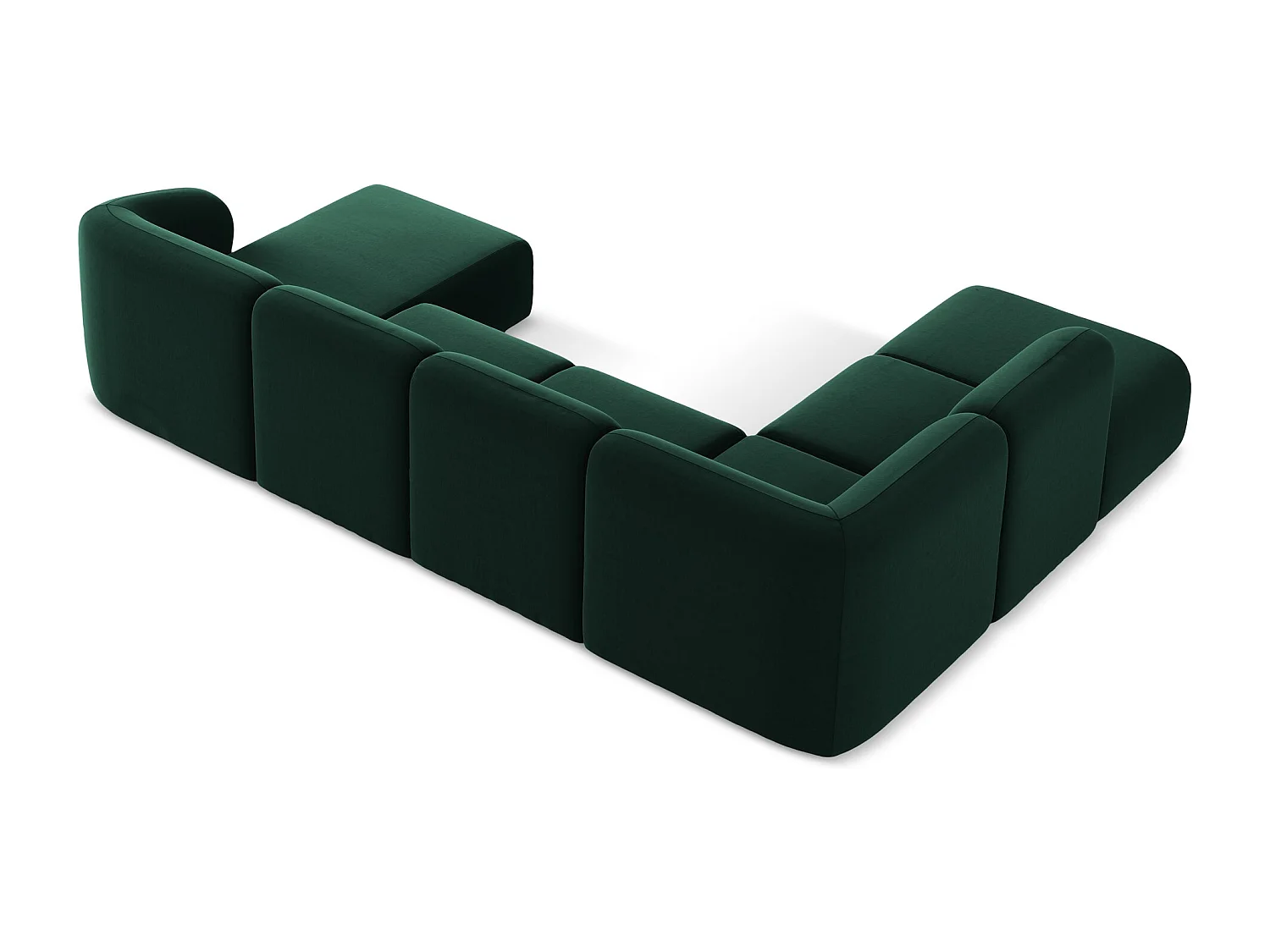 Canapé panoramique 5 places gauche en velours - bouteille verte - LANI