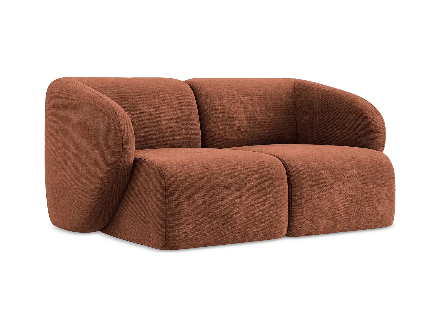 Canapé modulable 2 places en tissu chenille - terre cuite - LANI
