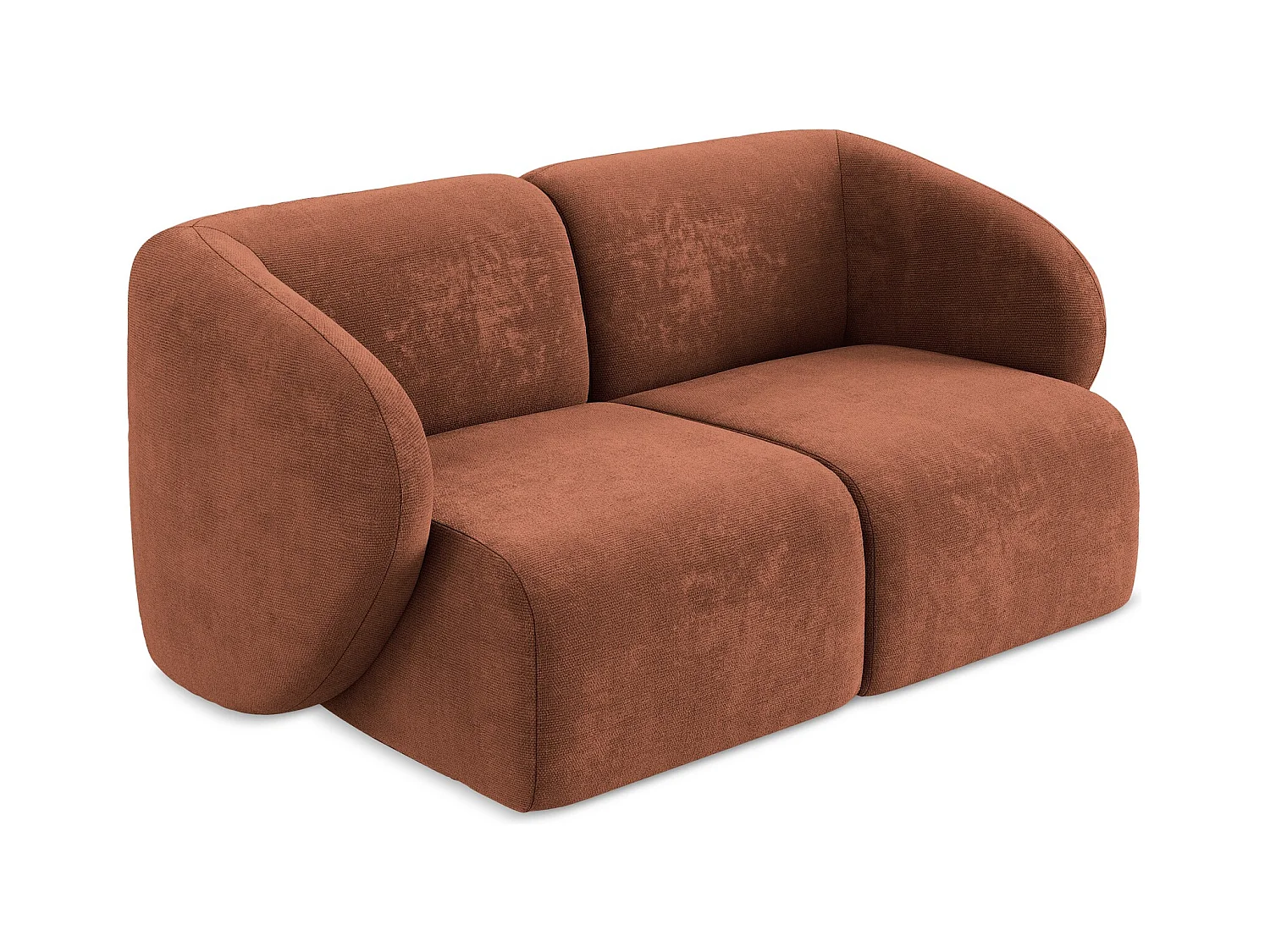 Modułowa sofa 2-osobowa - z tkaniny szenilowej - terakota - LANI