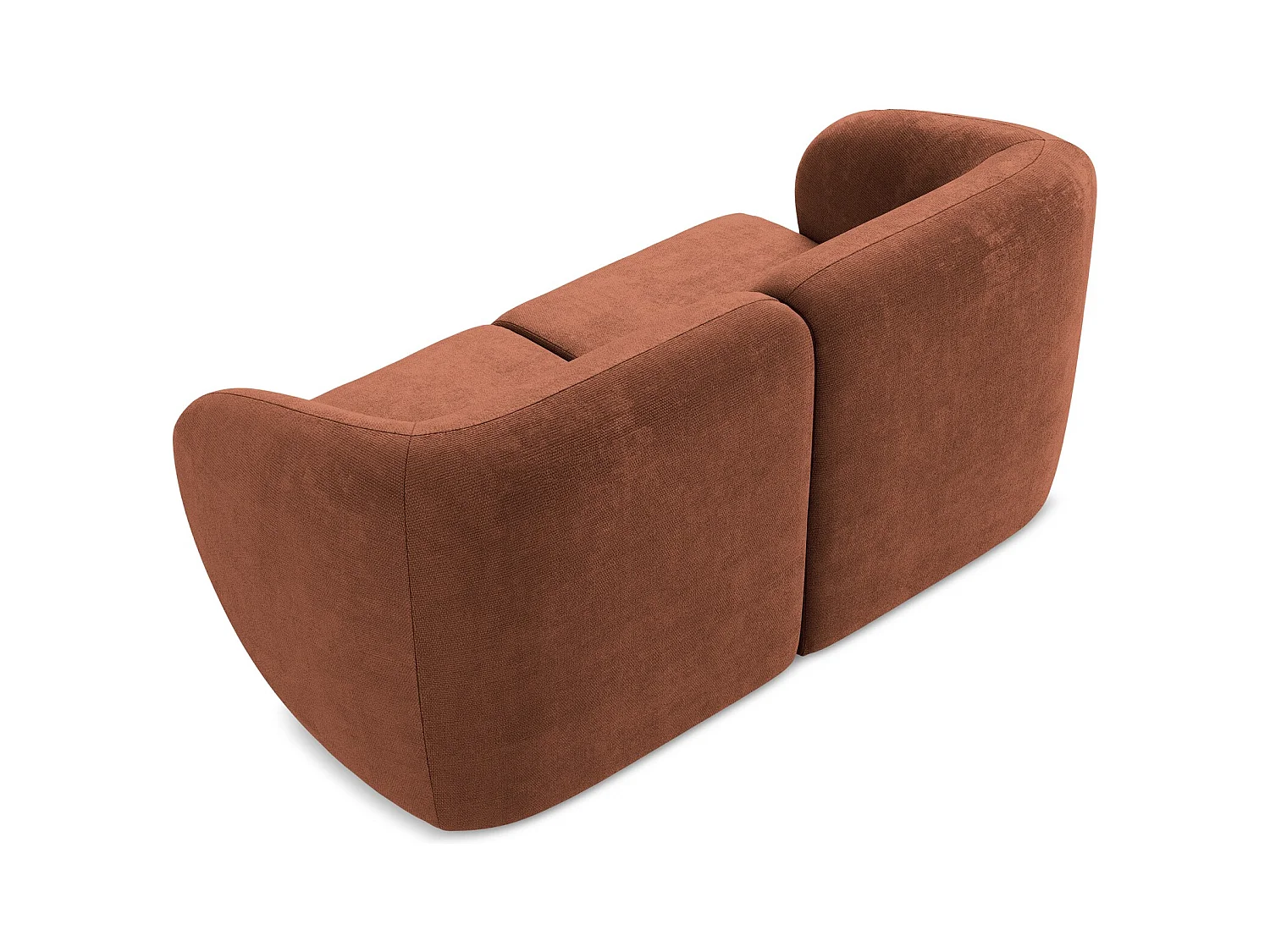 Modułowa sofa 2-osobowa - z tkaniny szenilowej - terakota - LANI