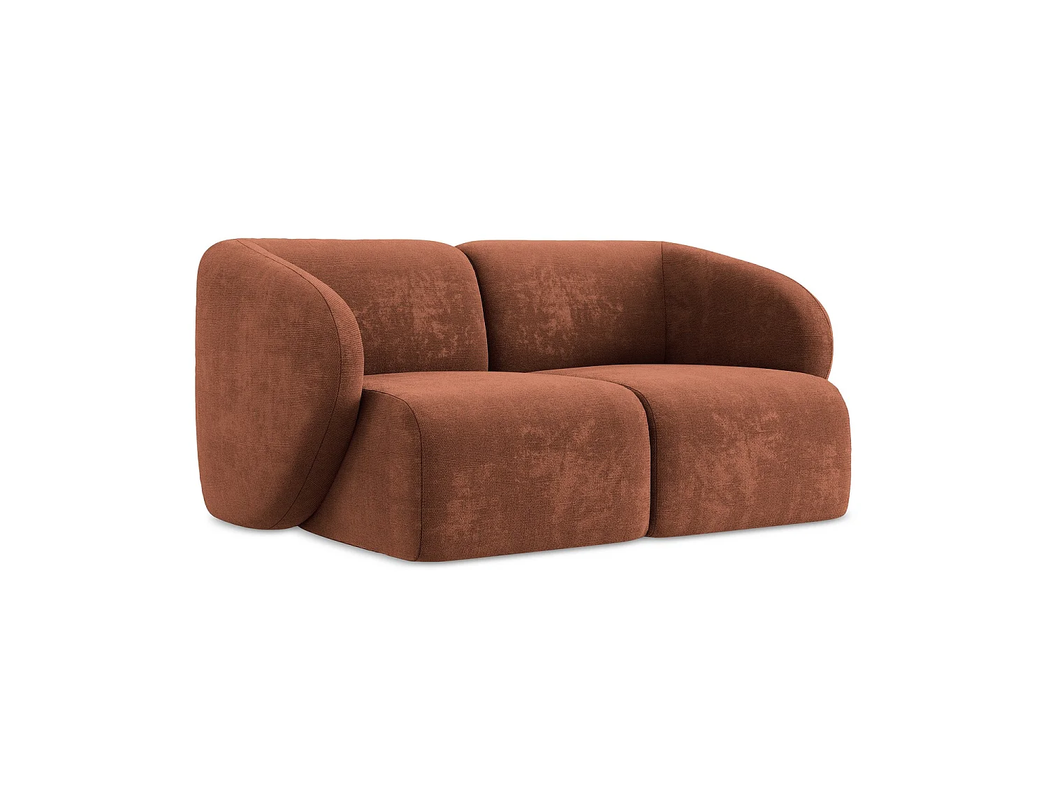Modułowa sofa 2-osobowa - z tkaniny szenilowej - terakota - CERVO