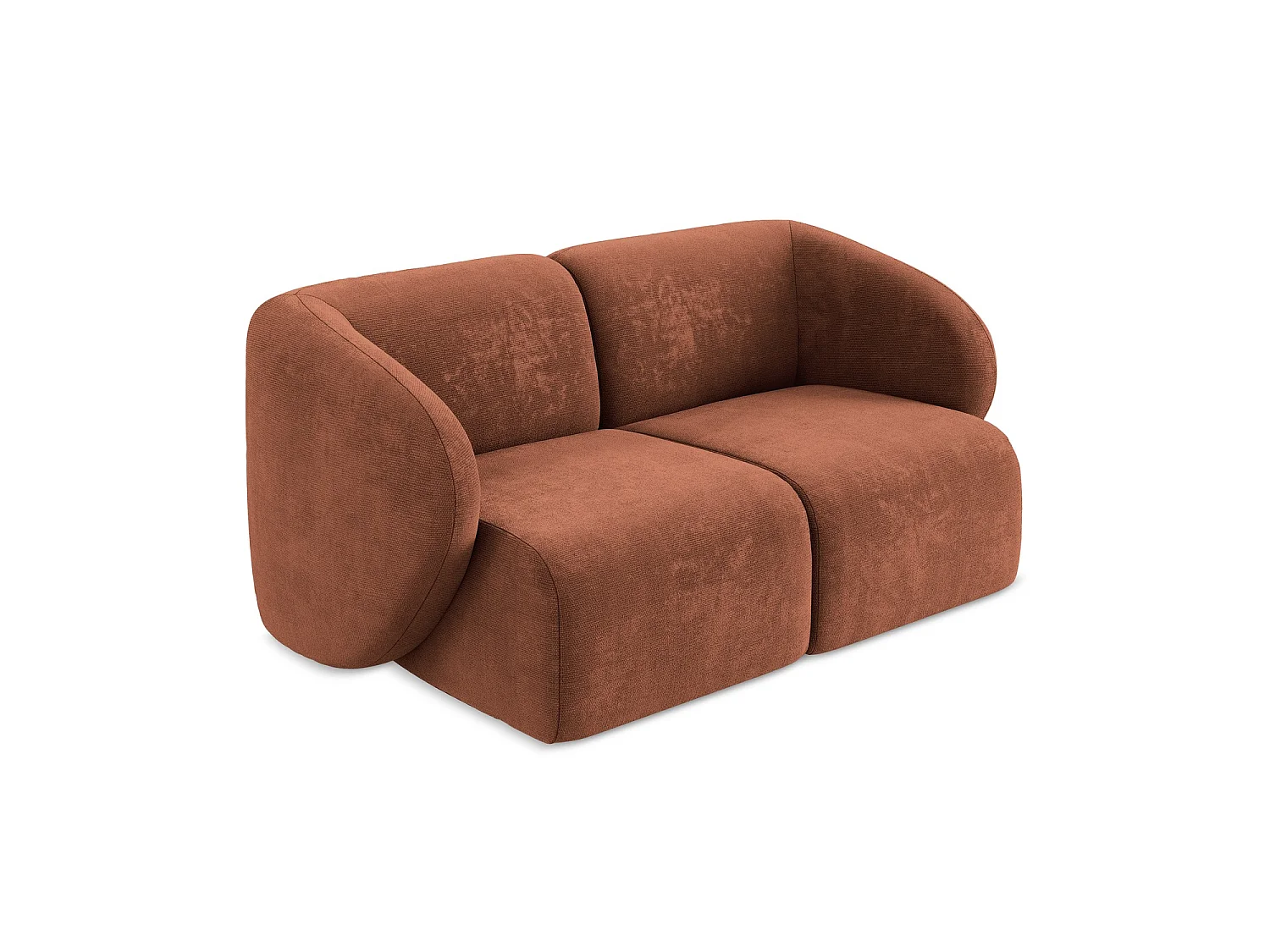 Modułowa sofa 2-osobowa - z tkaniny szenilowej - terakota - CERVO
