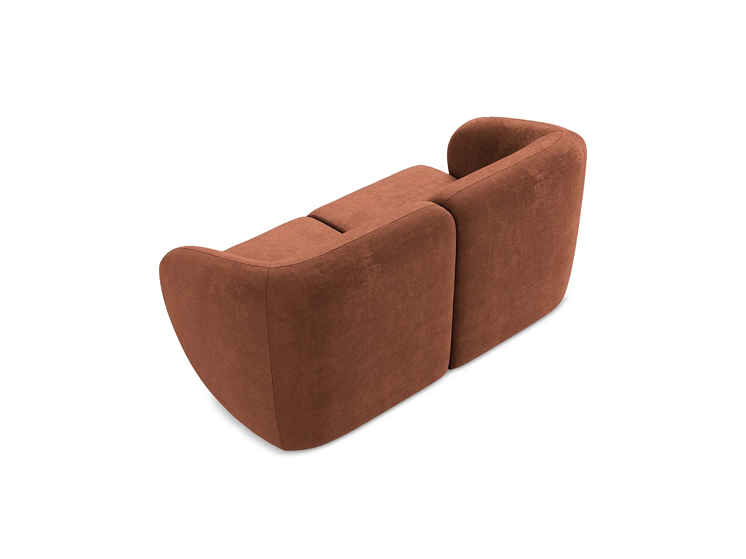 Modułowa sofa 2-osobowa - z tkaniny szenilowej - terakota - CERVO