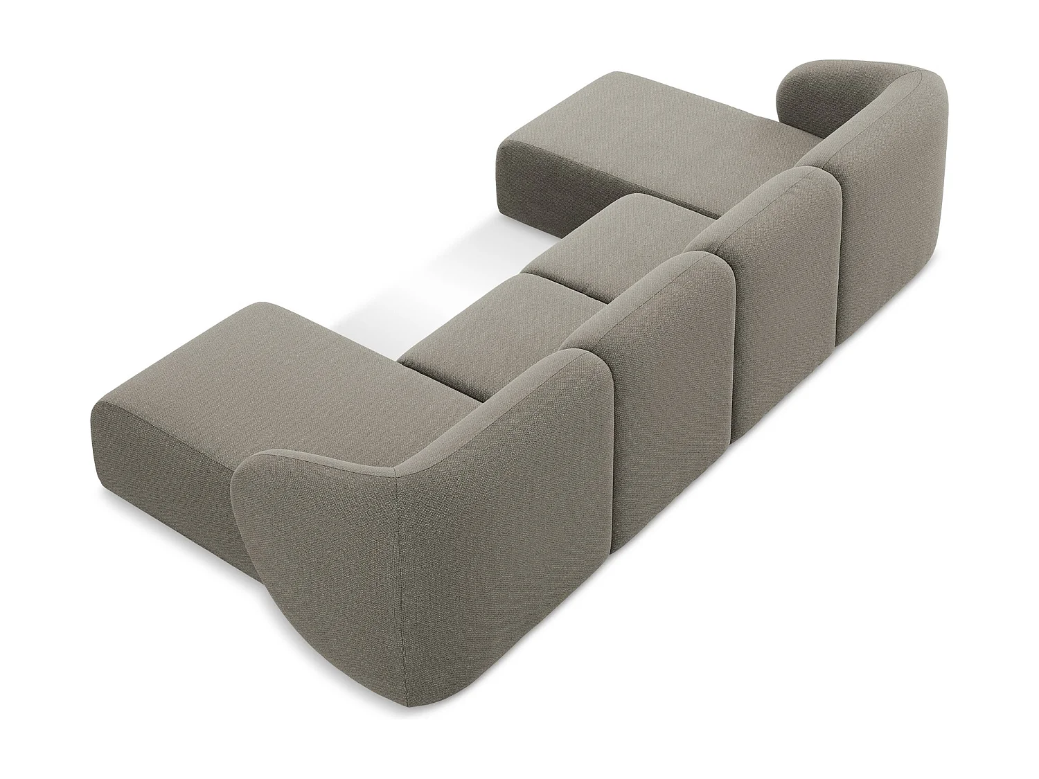 Canapé panoramique 4 places en tissu bouclette - gris - LANI