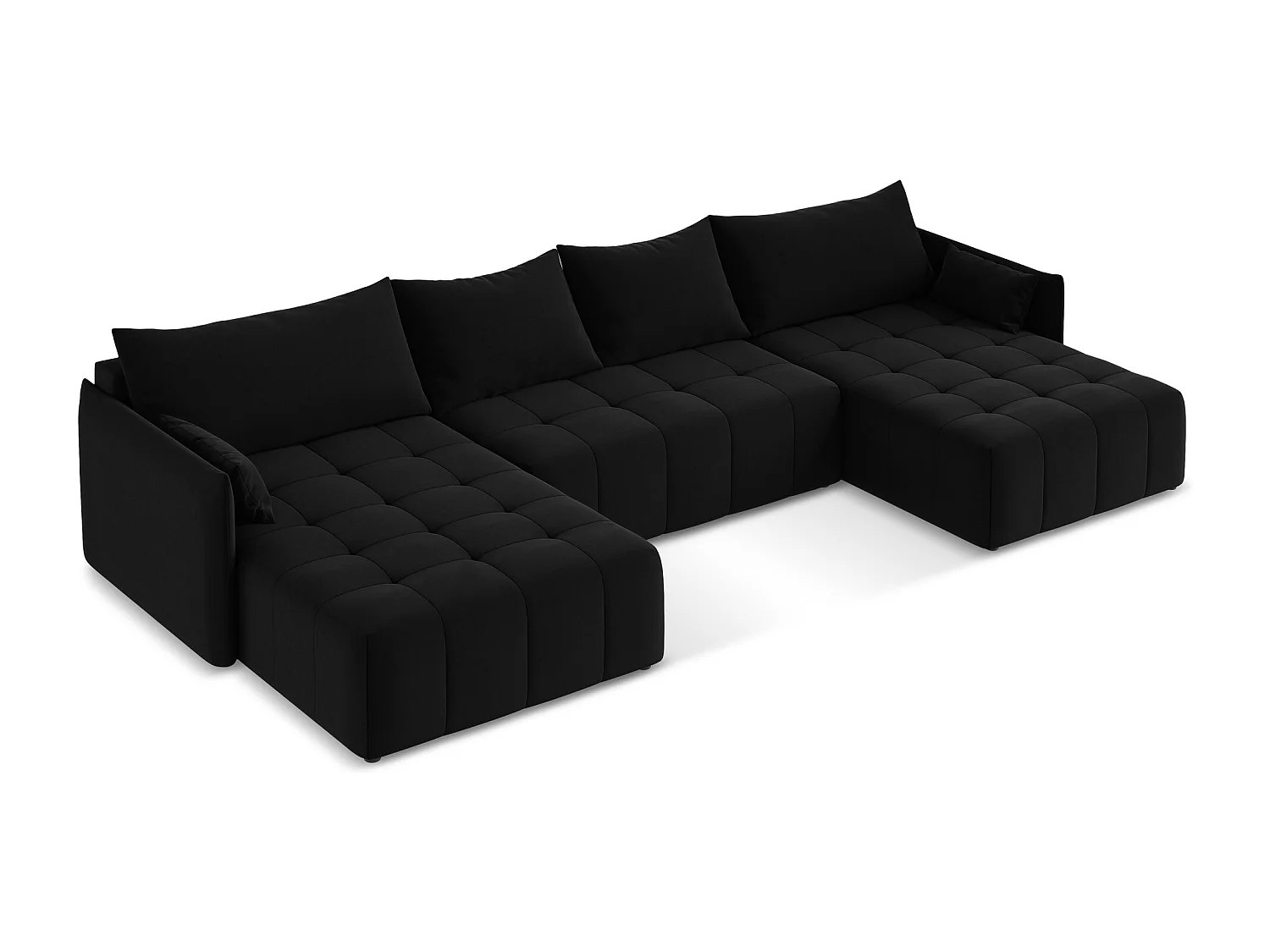 Canapé panoramique 5 places en velours - noir - MOKU