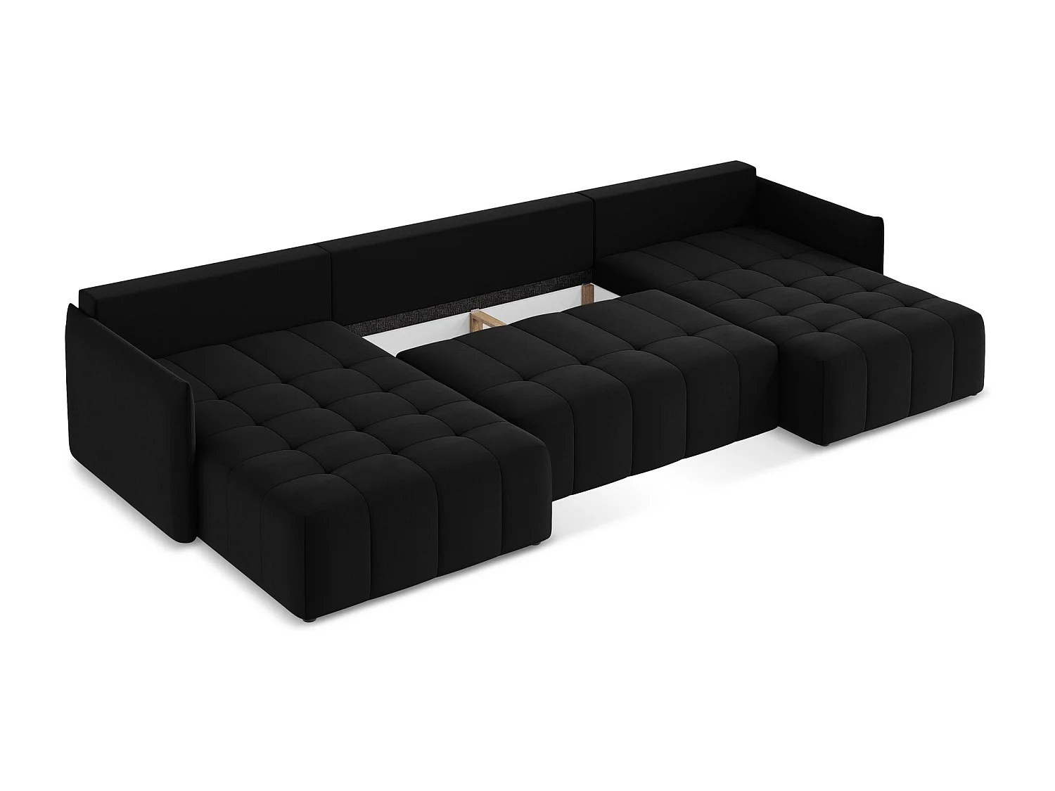 Canapé panoramique 5 places en velours - noir - MOKU