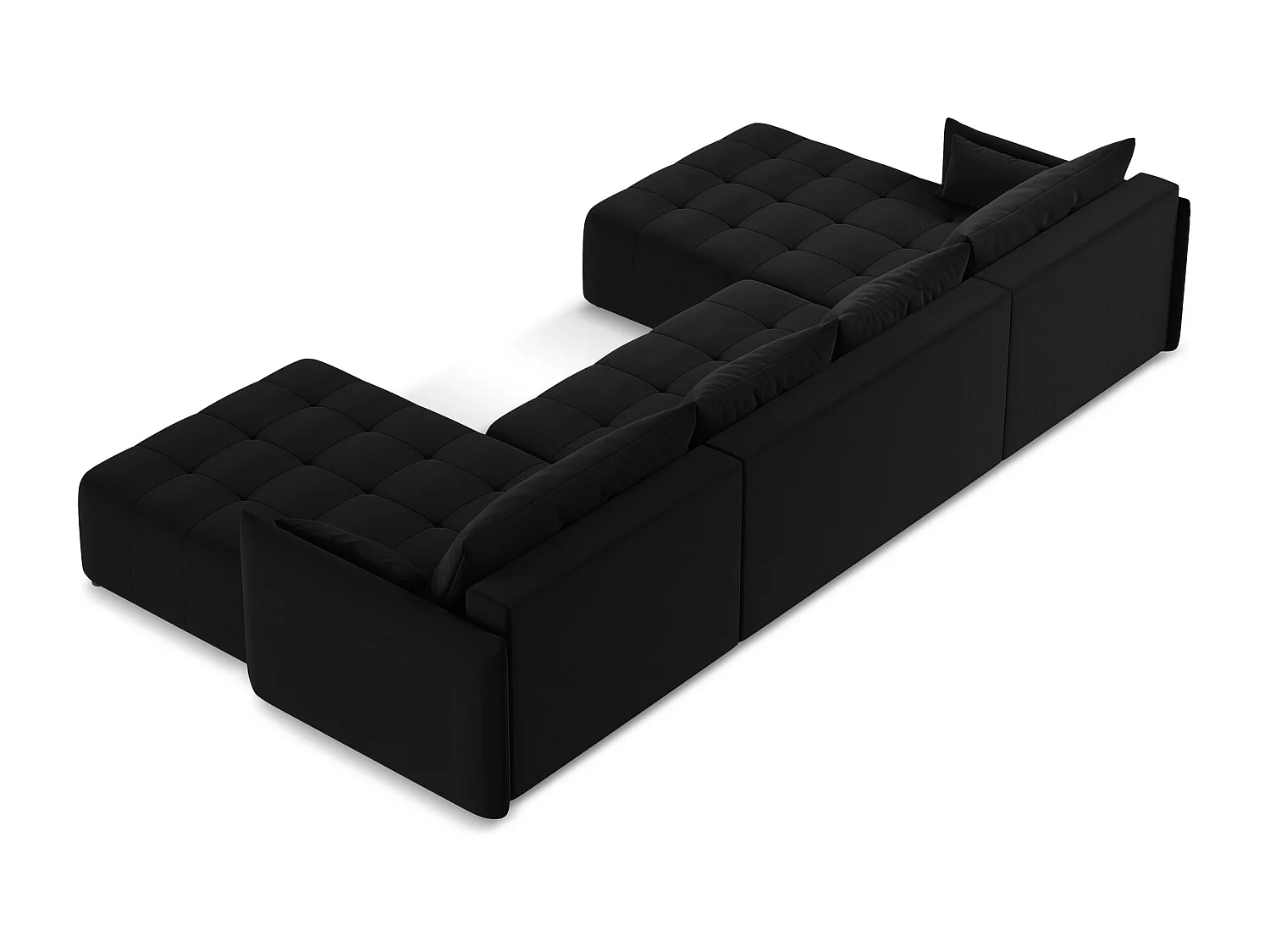 Canapé panoramique 5 places en velours - noir - MOKU