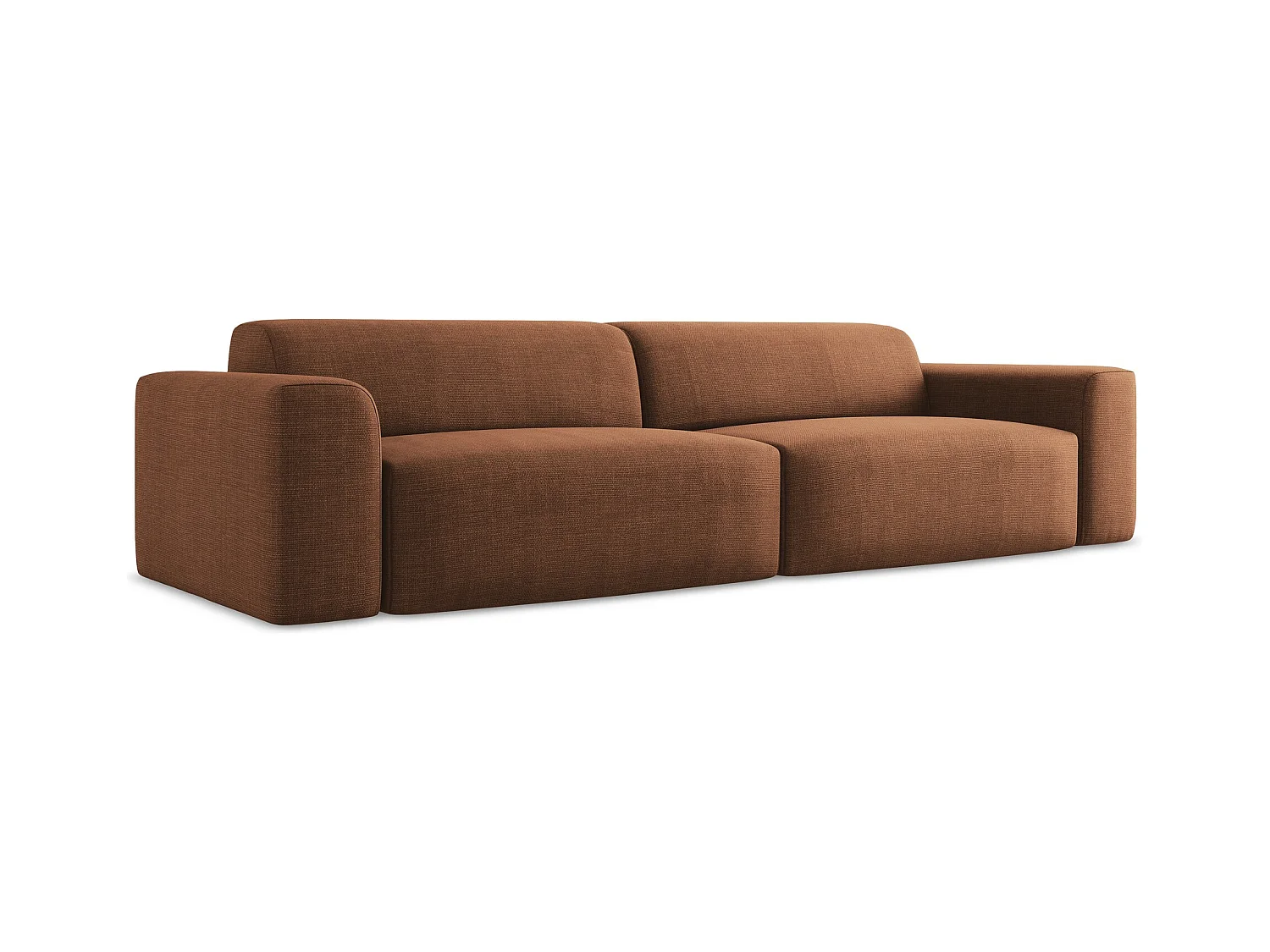 Canapé modulable 4 places en tissu texturé - terre cuite - KELI