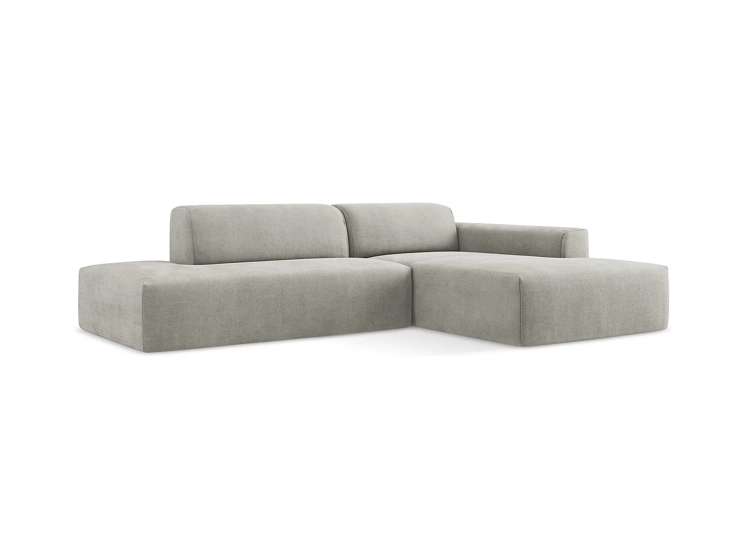 Canapé d'angle 3 places modulaire gauche en tissu texturé - gris clair - KELI