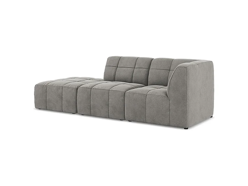 3-Sitzer Modulares Ecksofa - Ecke Links - Samt - Grau - ALOHA