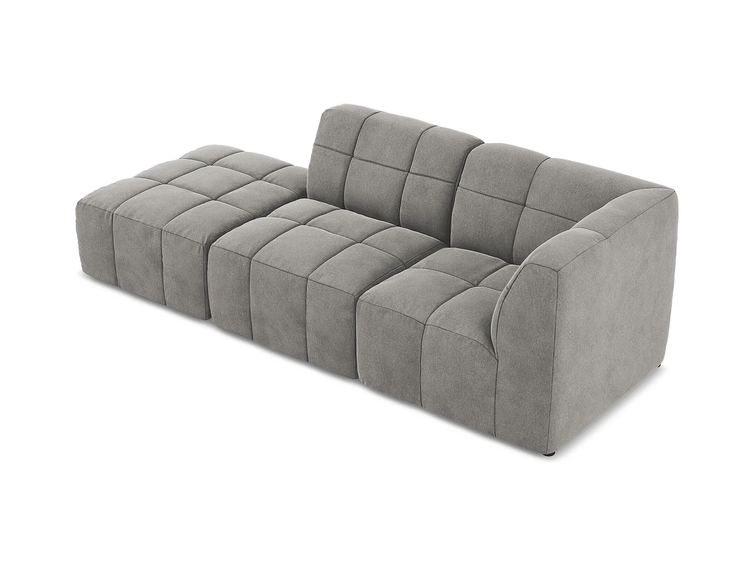 3-Sitzer Modulares Ecksofa - Ecke Links - Samt - Grau - ALOHA
