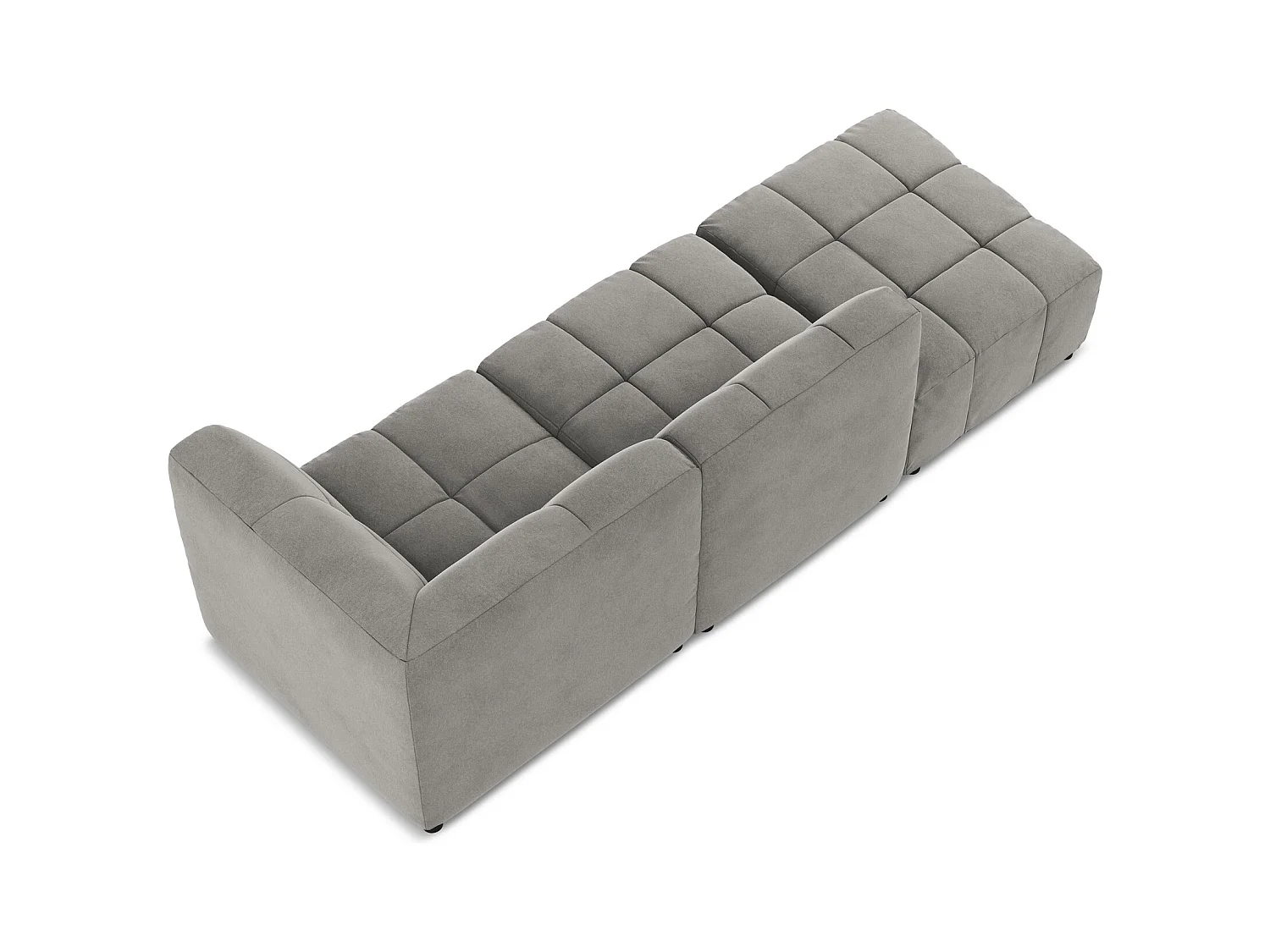 3-Sitzer Modulares Ecksofa - Ecke Links - Samt - Grau - ALOHA