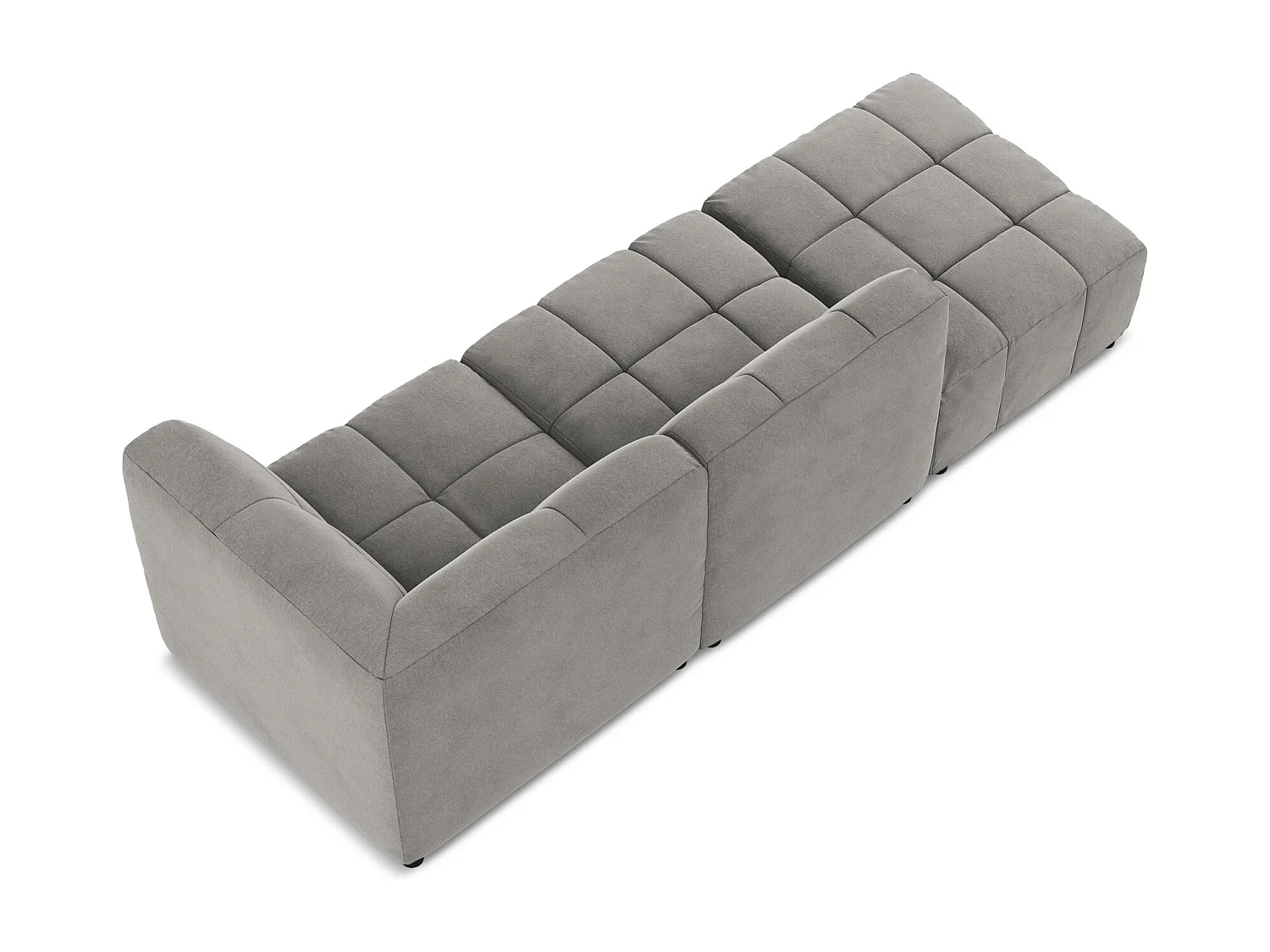 Modulaire hoekbank links van grijs velours - ALOHA