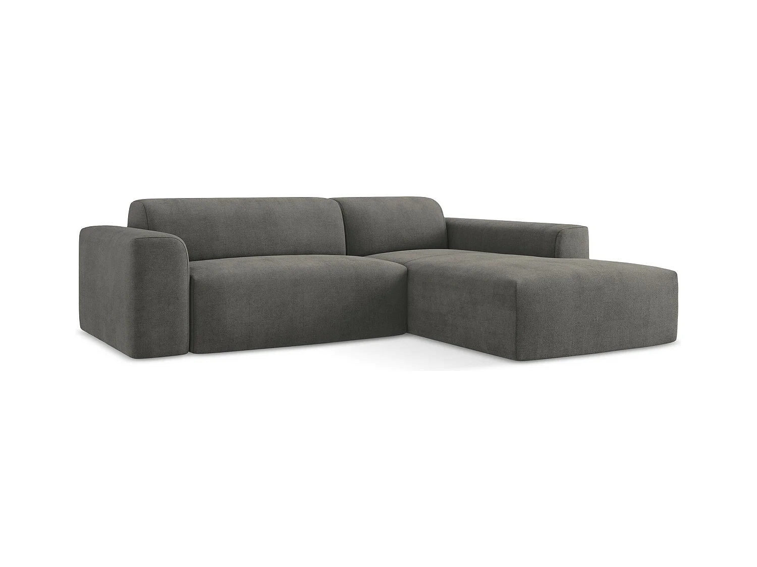Canapé d'angle 3 places modulaire droit en tissu texturé - gris foncé - KELI