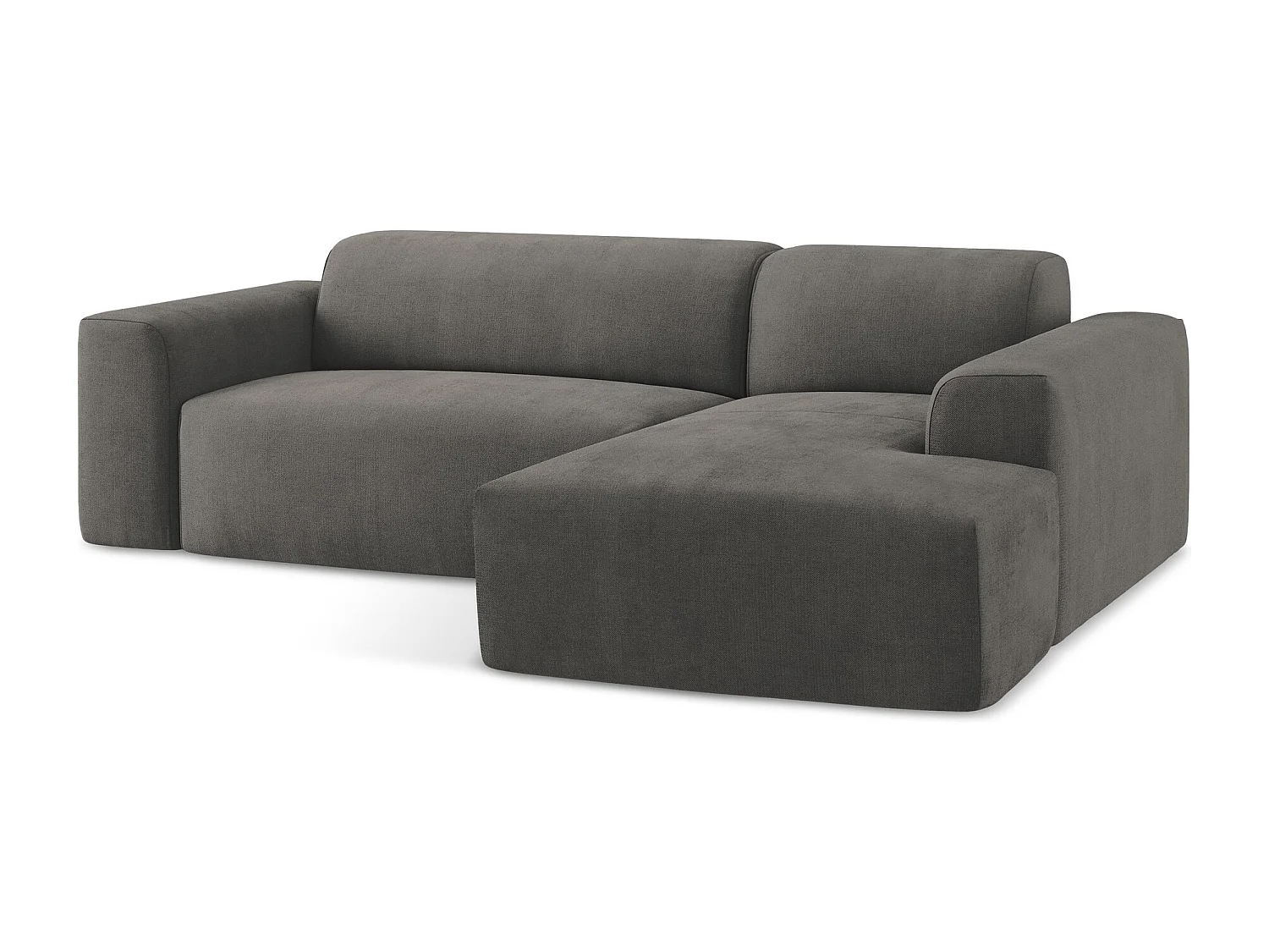 Canapé d'angle 3 places modulaire droit en tissu texturé - gris foncé - KELI